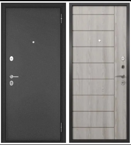 Дверь металлическая Mastino HOME ECO МР 60 Антрацит букле / Ясень ривьера айс Mastino/HOME ECO 6Е-136 - фото 111638