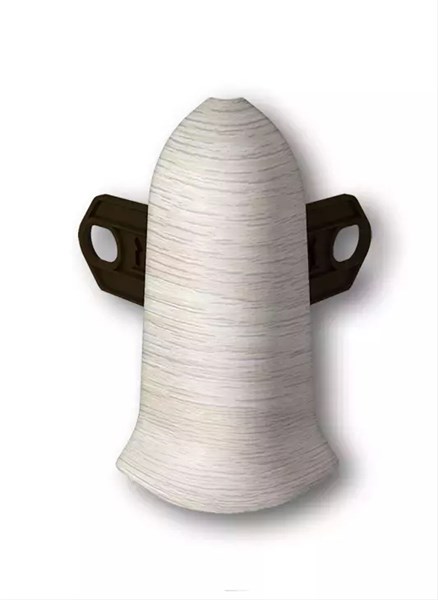 Наружный угол (внешний) с крепежом для плинтуса 70мм "Идеал Классик" 252 Ясень белый ideal_70_123