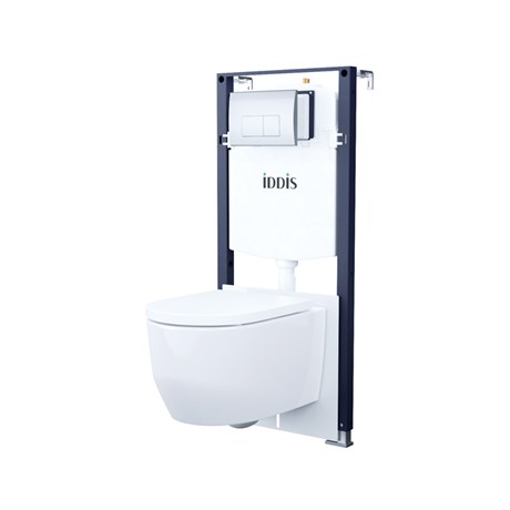BASAI01i73, Комплект 3в1: подвесной унитаз, инсталляция и клавиша смыва хром, Basic, ID BASAI01i73