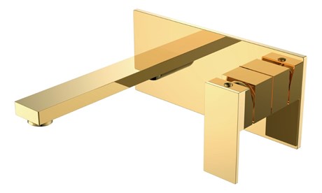 Смеситель для умывальника из стены Qubic Shine Gold 475-G