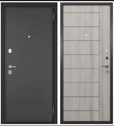 Дверь металлическая Mastino HOME ECO МР 60 Антрацит букле / Ясень ривьера айс Mastino/HOME ECO 6Е-136