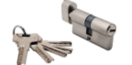 Ключевые цилиндры, 3 ключа 60CK SN Длина 60 мм, с завёрткой. Цвет - матовый никель 60CK SN