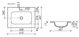 Умывальник накладной Прямоугольная Element 610*457*137мм CN7011