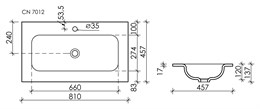 Умывальник накладной Прямоугольная Element 810*457*137мм CN7012