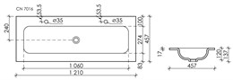 Умывальник накладной Прямоугольная Element 1210*457*137мм CN7016