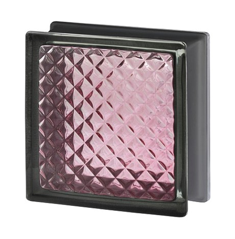 Стеклоблок стандартный черный бриллиант Инка розовый (190х190х80) bl_br_6