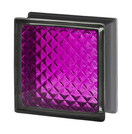 Стеклоблок стандартный черный бриллиант Инка малиновый (190х190х80) bl_br_12