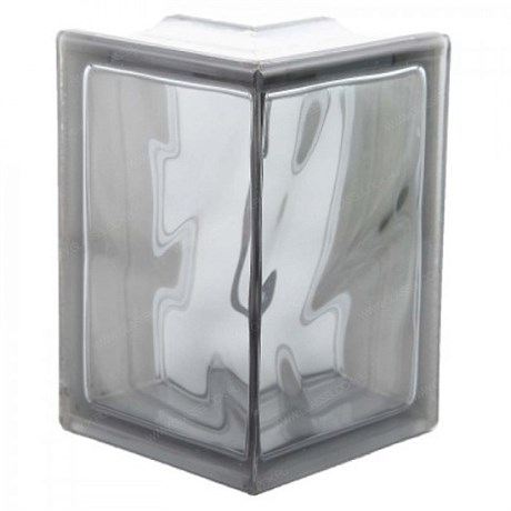 Стеклоблок угловой окрашенный в массе Волна графит (190х152х80) volncol14