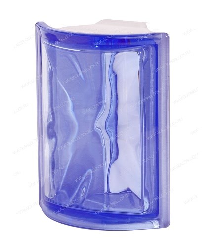 Стеклоблок угловой окрашенный в массе Волна Blu ANGOLARE O (190х152х80) Blu_ANGOLARE_O