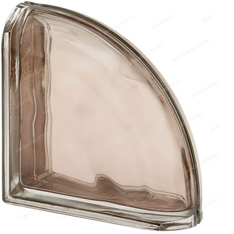 Стеклоблок завершающий металлизированный (зеркальный) Гладкий Tortora Ter Curvo O Met (190х190х80) Tortora_Ter_Curvo_O_Met