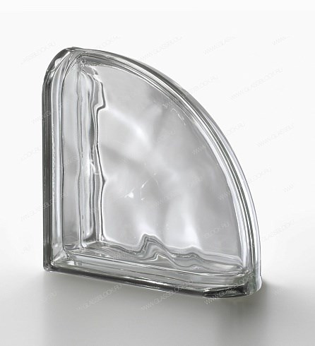 Стеклоблок завершающий металлизированный (зеркальный) Волна Neutro TER Curvo O MET (190х190х80) Neutro_TER_Curvo_O_MET