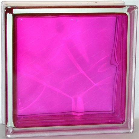 Стеклоблок стандартный окрашенный внутри Волна малиновый (190х190х80) wave_vn_9