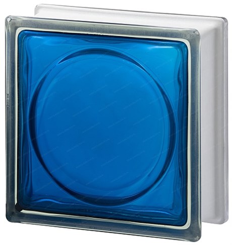 Стеклоблок стандартный окрашенный внутри Альфа синий (190х190х80) alf_vn_3