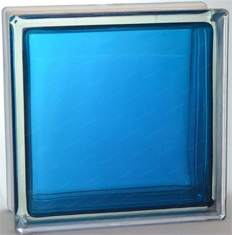 Стеклоблок стандартный окрашенный внутри Гладкий синий (190х190х80) glad_vn_2