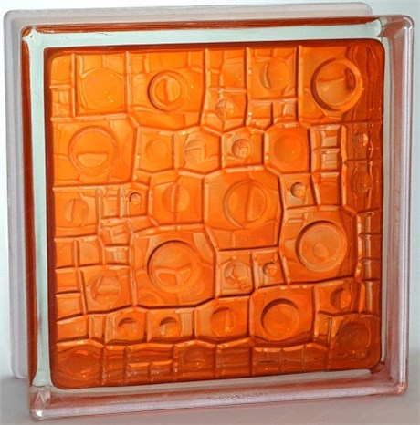 Стеклоблок стандартный окрашенный внутри Губка оранжевый (190х190х80) gybka_vn_7