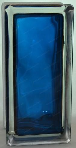 Стеклоблок половинка окрашенный внутри Волна синий (190х90х80) polovinawave_9