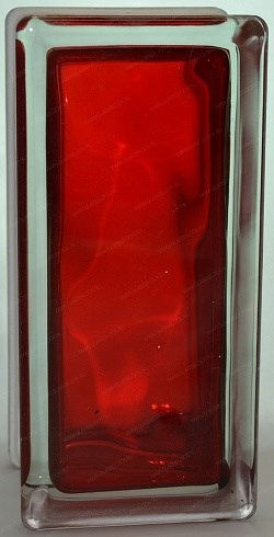 Стеклоблок половинка окрашенный внутри Волна рубин (190х90х80) polovinawave_15