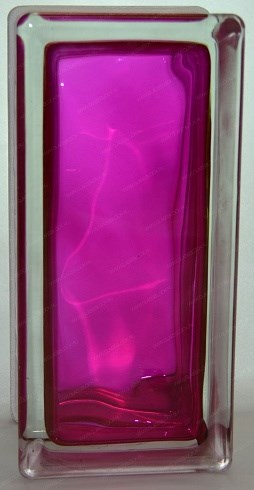 Стеклоблок половинка окрашенный внутри Волна малиновый (190х90х80) polovinawave_16