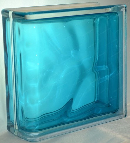 Стеклоблок торцевой окрашенный внутри Волна бирюза (190х190х80) torzwave_2