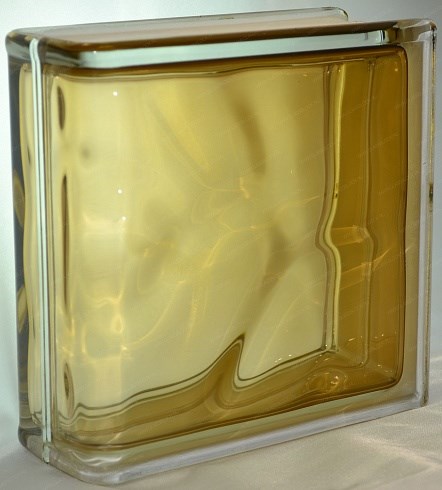 Стеклоблок торцевой окрашенный внутри Волна коричневый (190х190х80) torzwave_6