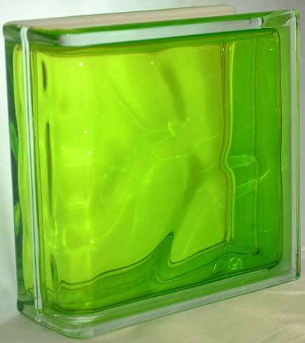 Стеклоблок торцевой окрашенный внутри Волна тархун (190х190х80) torzwave_9