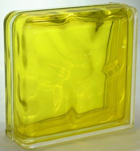 Стеклоблок завершающий окрашенный внутри Волна желтый (190х190х80) zaverwave_2