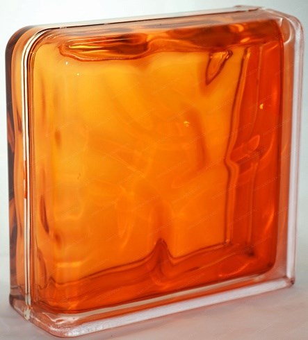 Стеклоблок завершающий окрашенный внутри Волна оранжевый (190х190х80) zaverwave_9