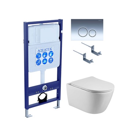 SET AQUATEK БЕТТА KDI18(рама AQUATEK Standard INS-0000012 с клавишей KDI-0000018 и крепежом KKI-0000002+унитаз БЕТТА AQ1253W-00 с тонким сиденьем soft SET AQUATEK БЕТТА KDI18 - фото 77643