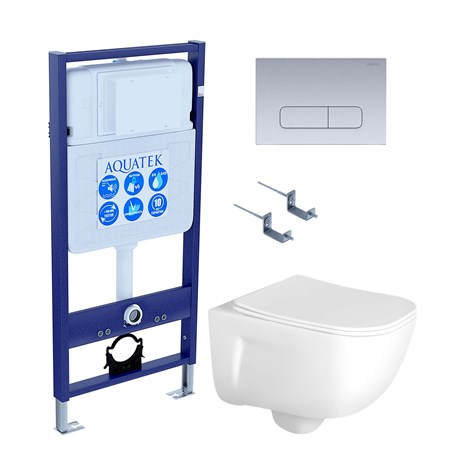 SET AQUATEK ДИВА-014 4в1 (рама AQUATEK Standard INS-0000012+ кркпеж KKI-0000002+клавиша KDI-0000014+унитаз ДИВА AQ2012-00 с тонким сиденьем soft-close SET AQUATEK ДИВА-014 4в1 - фото 77900