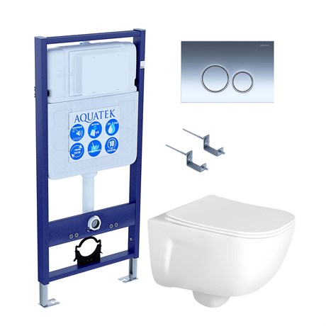 SET AQUATEK ДИВА-018 4в1 (рама AQUATEK Standard INS-0000012+ кркпеж KKI-0000002+клавиша KDI-0000018+унитаз ДИВА AQ2012-00 с тонким сиденьем soft-close SET AQUATEK ДИВА-018 4в1 - фото 77956