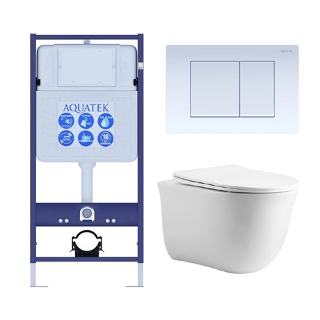 Set AQUATEK КЛАССИК cm (рама AQUATEK Standard INS-0000012 с звукоиз.прокладкой+крепеж KKI-0000002+кнопкаKDI-0000009+унитаз КЛАССИК AQ1112-00 с крышкой-сиденьем soft-close) SET AQUATEK КЛАССИК cm-009 4в1 - фото 78107