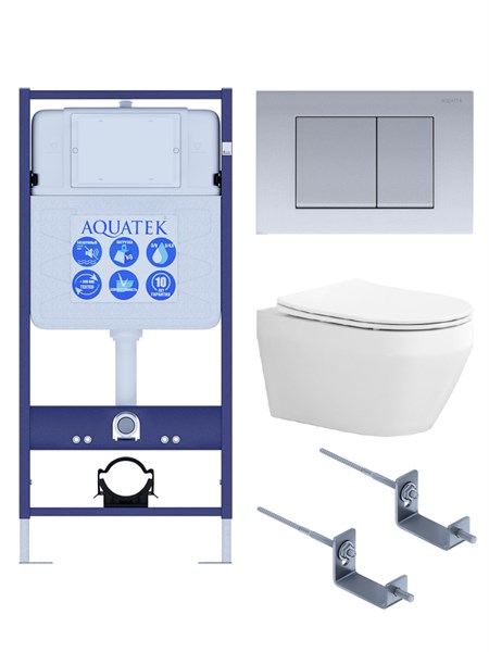 SET AQUATEK ЛЕЯ-011 4в1 (рама AQUATEK Standard INS-0000012+крепеж KKI-0000002+клавиша KDI-0000011+унитаз ЛЕЯ AQ1199-00 с тонким сиденьем soft-close) SET AQUATEK ЛЕЯ cm-011 4в1 - фото 78121