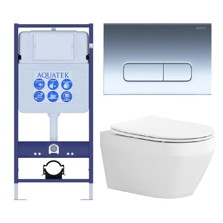 SET AQUATEK ЛЕЯ-016 4в1 (рама AQUATEK Standard INS-0000012+крепеж KKI-0000002+клавиша KDI-0000016+унитаз ЛЕЯ AQ1199-00 с тонким сиденьем soft-close) SET AQUATEK ЛЕЯ cm-016 4в1 - фото 78132