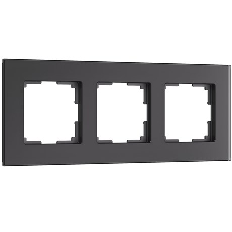 Рамка из стекла на 3 поста Senso черный soft-touch W0033108 - фото 86537