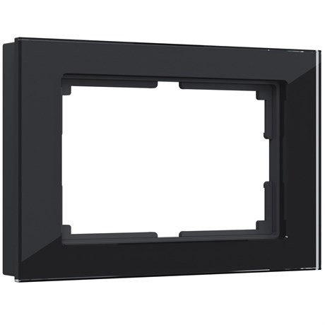 Рамка из стекла для двойной розетки Favorit черный W0081108 - фото 86725