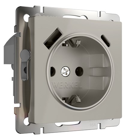 Розетка с заземлением, шторками и USB тип A+C (дымчатый) W1271704 - фото 87351