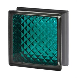 Стеклоблок стандартный черный бриллиант Инка морская волна (190х190х80) bl_br_9