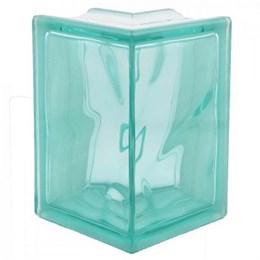 Стеклоблок угловой окрашенный в массе Волна бирюзовый (190х152х80) volncol13