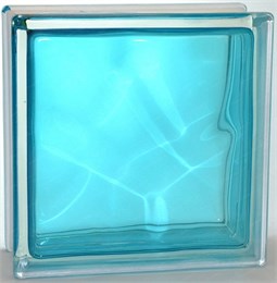 Стеклоблок стандартный окрашенный внутри Волна бирюза (190х190х80) wave_vn_14