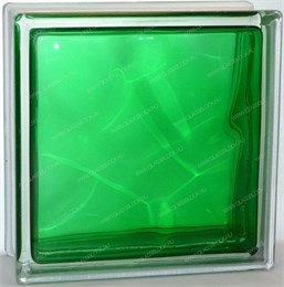 Стеклоблок стандартный окрашенный внутри Волна изумруд (190х190х80) wave_vn_11