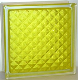 Стеклоблок стандартный окрашенный внутри Инка жёлтый (190х190х80) inka_vn_4