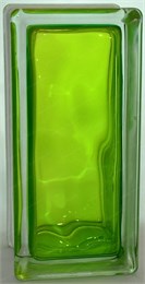 Стеклоблок половинка окрашенный внутри Волна тархун (190х90х80) polovinawave_1