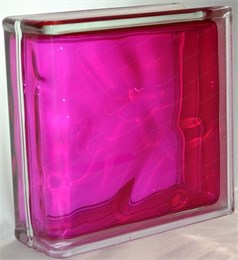 Стеклоблок торцевой окрашенный внутри Волна малиновый (190х190х80) torzwave_4