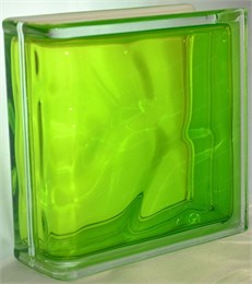 Стеклоблок торцевой окрашенный внутри Волна тархун (190х190х80) torzwave_9
