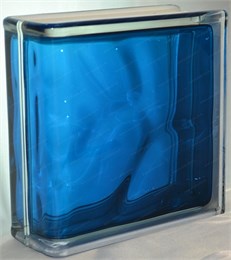 Стеклоблок торцевой окрашенный внутри Волна синий (190х190х80) torzwave_11