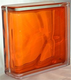 Стеклоблок торцевой окрашенный внутри Волна оранжевый (190х190х80) torzwave_15