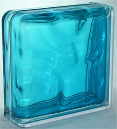 Стеклоблок завершающий окрашенный внутри Волна бирюза (190х190х80) zaverwave_3