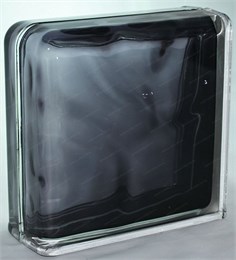 Стеклоблок завершающий окрашенный внутри Волна черный (190х190х80) zaverwave_5