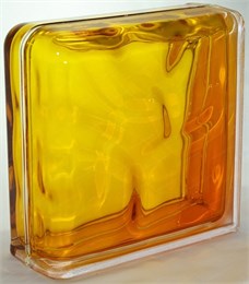 Стеклоблок завершающий окрашенный внутри Волна медовый (190х190х80) zaverwave_11