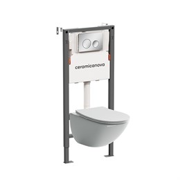 Комплект Подвесной унитаз MONO Rimless + Система инсталляции Balance кнопка Circle, хром глянцевый CN1905_121001CH